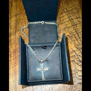 Authentic David Yurman double sided cross necklace